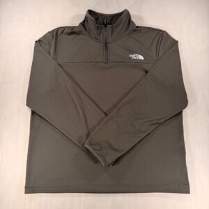 The North Face Pullover Men L Gray Grid Fleece Quarter Zip Active Top